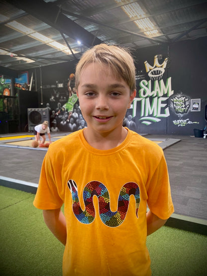 Rainbow Serpent Tee  - Harmony Week Orange (Preorder)